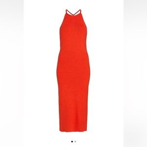 HELMUT LANG BEADED RIB-KNIT MIDI DRESS